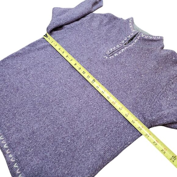 Woolrich Purple Wool 1/4 Zip Mock Neck Pullover Sweater Cottagecore Cabincore L - Picture 8 of 13